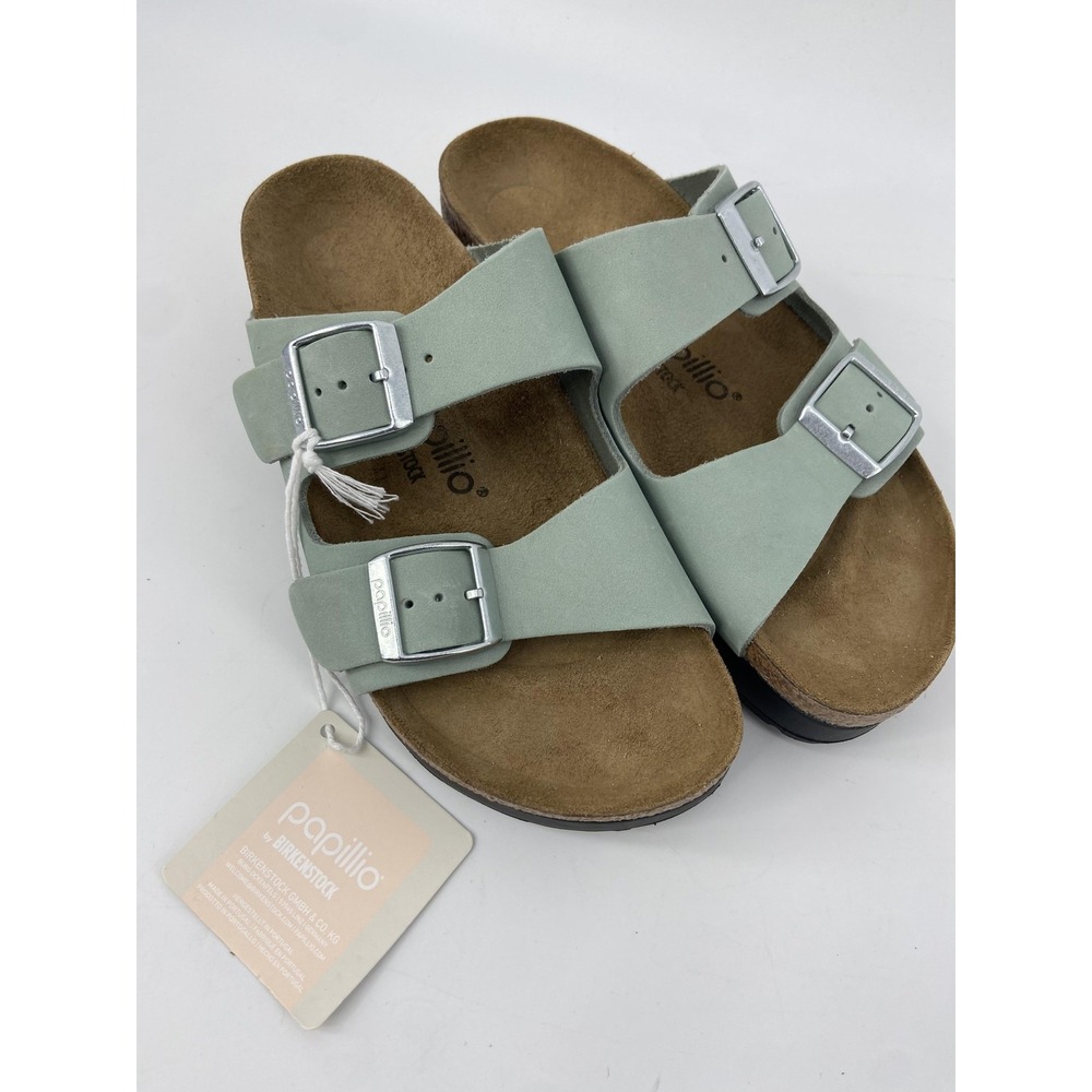 Papillio Sandals Womens 36 Green Leather Arizona‎ Buckle Platform Comfort Shoes